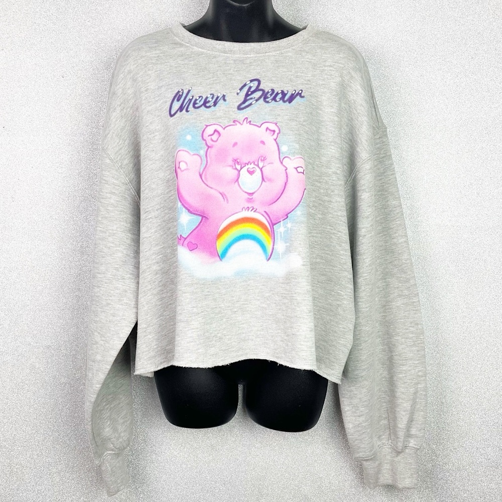 Care Bears NWT Cheer Bear Oversized Crop Top Style Pull-on Crew Neck Sweatshirt